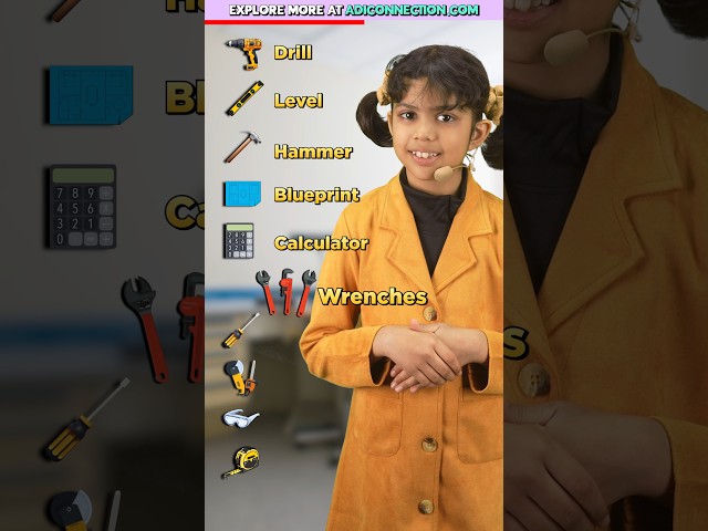 10 Tools of an 🔨 Engineer | Kids English Words | Adi Keshari Connection #shorts