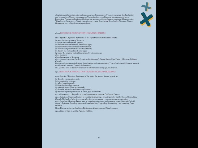 443   AGRICULTURE KNEC SYLLABUS