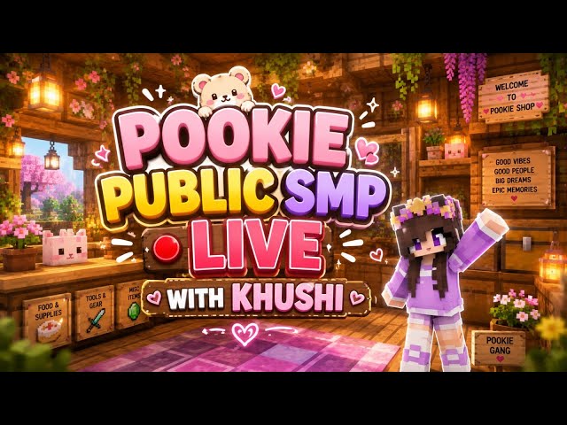 join my pookie server 🎀 •public server• 24/7 minecraft live @Khushiyt20 #minecraft #live #girlgamer 