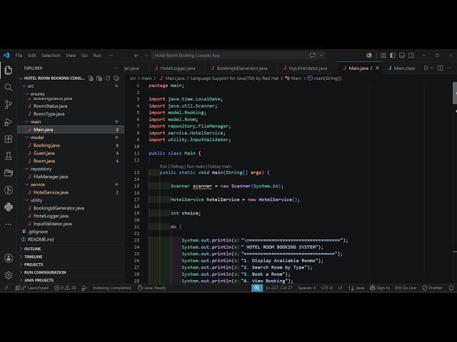 Hotel Room Booking Console App in Java | OOP | File Handling | Java Project with Source Code & Demo
