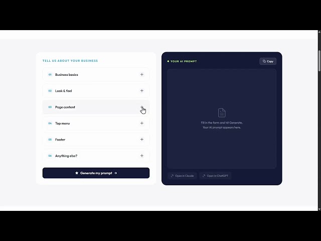 This free AI prompt generator lets you build professional websites in minutes with AI like Claude