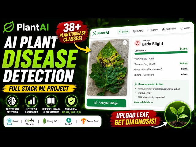 AI Plant Disease Detection System 🌿 | React + Node.js + TensorFlow + MongoDB | Full Stack ML Project