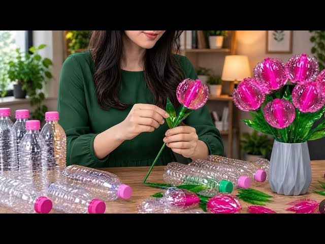 Turn Waste Into Art: Easy Plastic Bottle Flower Craft Tutorial#craft ideas 