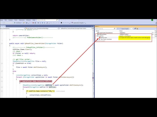 🐞 Allow Native View: To inspect the native object, enable native code debugging.
