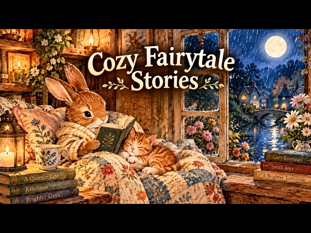 A Cozy Rainy Evening in a Little Storybook Village 🌙🐰 | Gentle Fairytale Music — LIVE