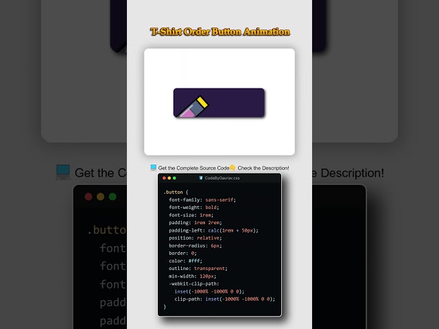 Creative T-Shirt Order Button using HTML & CSS 🔥#shorts #webdevelopment #html #css