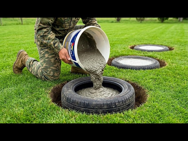 Pour cement into old tires and see what happens next! Millions of people don't know this