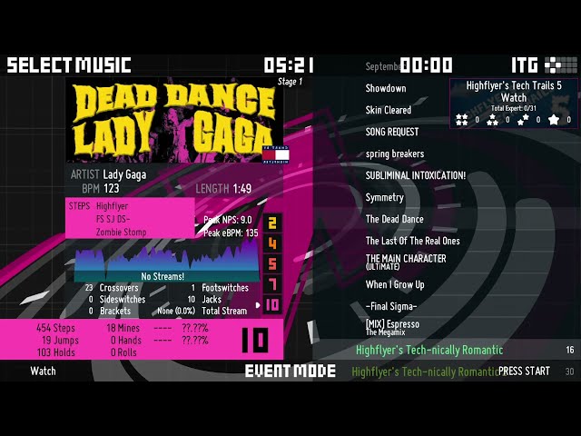 Highflyer's Tech Trails 5 - Songlist Scroll