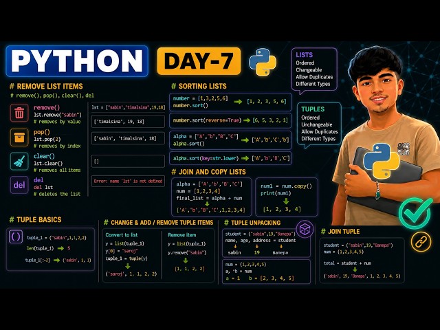 Python Tutorial Day 7: Lists & Tuples Complete Guide for Beginners
