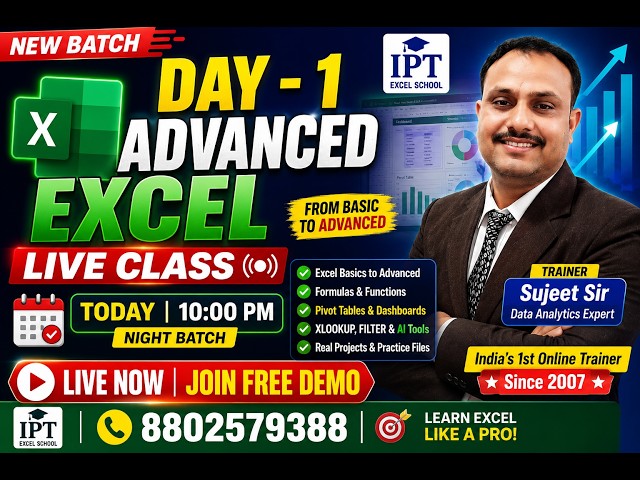 Day-1 Advanced Excel Live Class in Hindi | Complete Excel Course for Beginners to Advanced