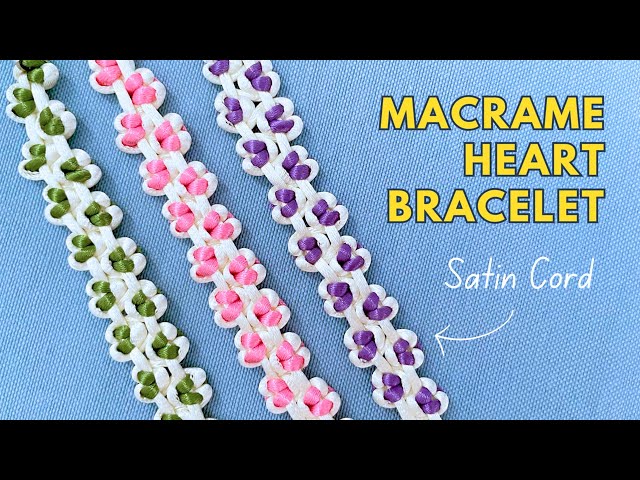 💕 DIY Macrame Heart Bracelet for Valentine's Day | Easy Satin Cord Bracelet