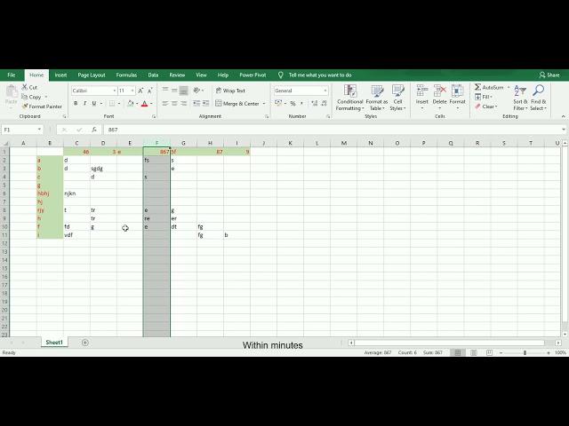 Deletion or insertion of rows and column in excel