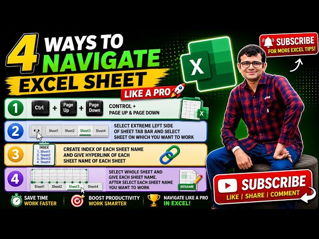 🚀 4 WAYS TO NAVIGATE EXCEL SHEETS LIKE A PRO!