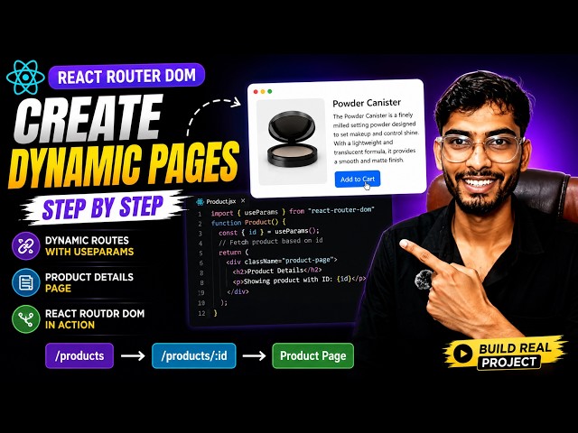 Create Dynamic Pages with React Router DOM | useParams Tutorial | React JS Course 2026