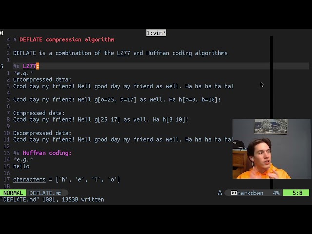 DEFLATE Compression (LZ77 + Huffman codes) in .zip and .gz files