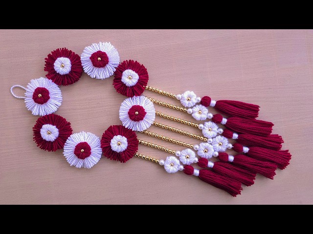 Easy DIY Woolen Flower Wall Hanging 🌸 | Beautiful Home Decor Idea | Handmade craft