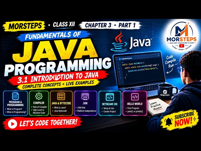 Java Programming Complete Concepts | Chapter 3 | Part 1 | Introduction to Java | MORSTEPS