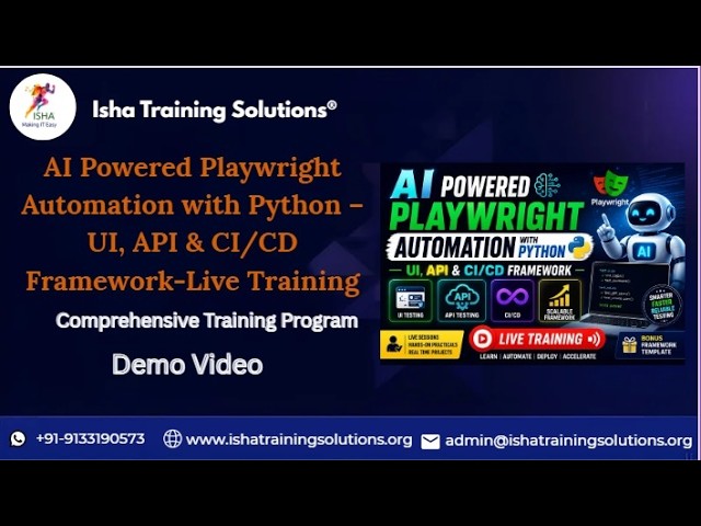 Playwright Automation with Python Demo Video on 1st July 2026.Call/WhatsApp on 9133190573 to Enroll