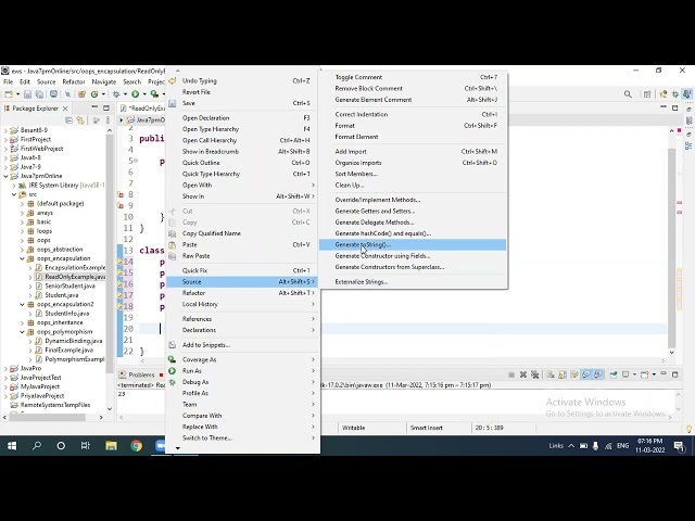 java Class17 Oops getter setters