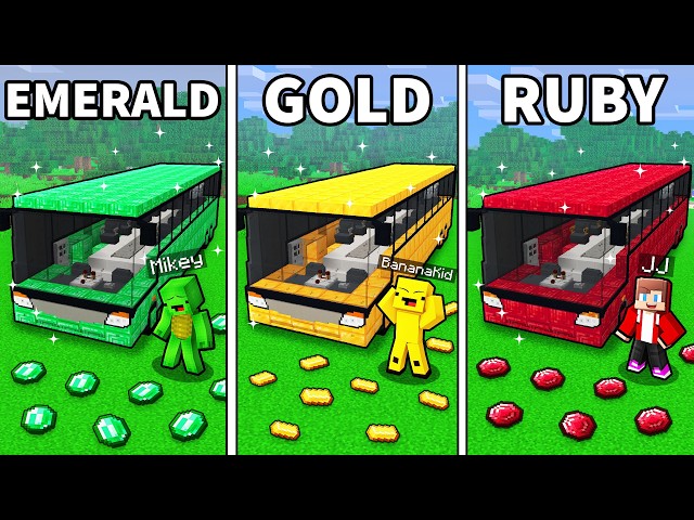 JJ and Mikey: TREASURE BUS BATTLE in Minecraft - Maizen