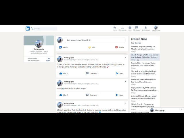 LinkedIn Clone v1.0 | React, Firebase, Redux Toolkit & Gemini AI | Full Stack Web Project
