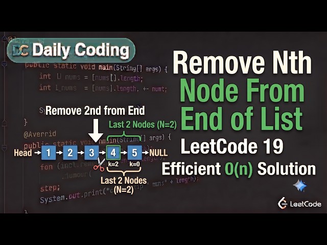 🔥 LeetCode 19: Remove Nth Node From End of List | Two Pointer Approach | Java Solution