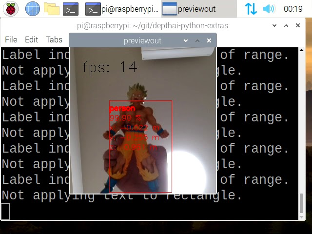 DepthAI + RaspberryPi3 + ObjectDetection + Depth estimation by stereo camera
