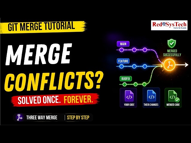 Git Branch Merge Tutorial | Three Way Merge Workflow Every Developer Must Know |Red9SysTech