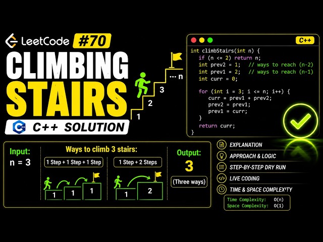 Climbing Stairs | LeetCode 70 | Dynamic Programming Explained in C++