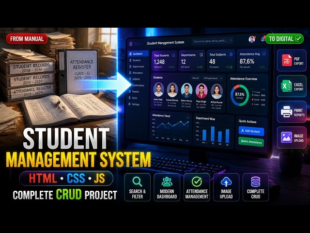 🎓 Student Management System Using HTML, CSS & JavaScript | Complete CRUD Project | Frontend Project.