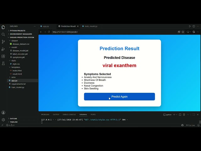 Disease Prediction Web App using Python | Flask + Scikit-learn | ML Project