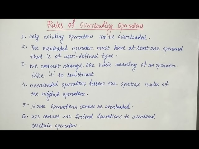 operator overloading in c++ in hindi | Rules | Lec-87 | Niharika panda