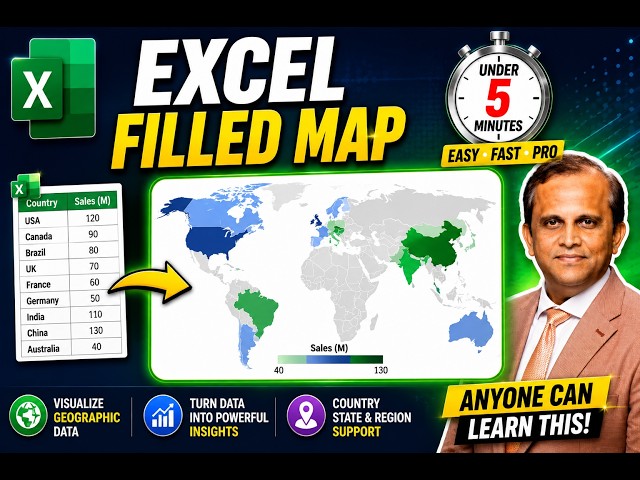 89. Excel Filled Map in Under 5 Minutes | Anyone Can Learn This