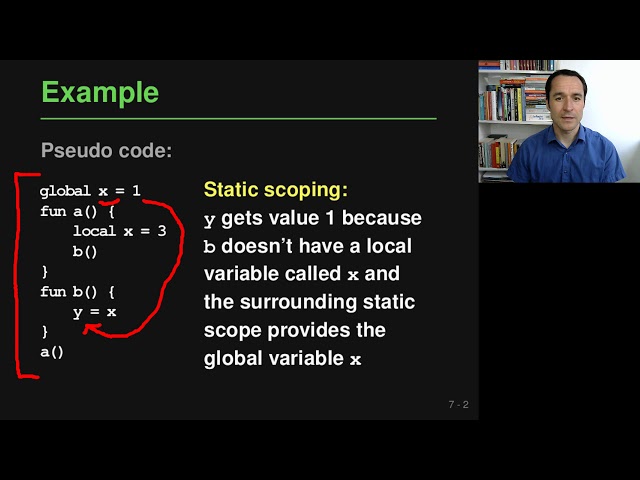 Lecture "Names, Scopes, Bindings (Part 3, Scopes)" of "Programming Paradigms"