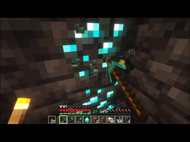 Minecraft LongPlay | Relaxing Mining and Cave Mineshaft Exploration (No Commentary)