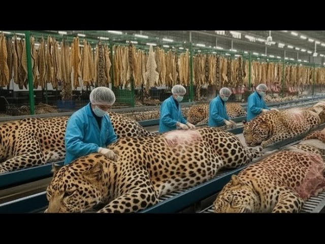 Inside the leopard leather factory.. Different products made with leopard skin (full process)