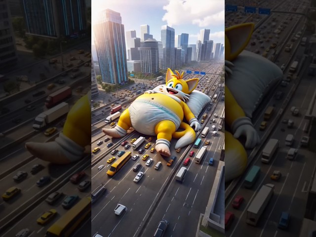funny story fat Sonic giant sleeping in the city #sonic #play #shorts