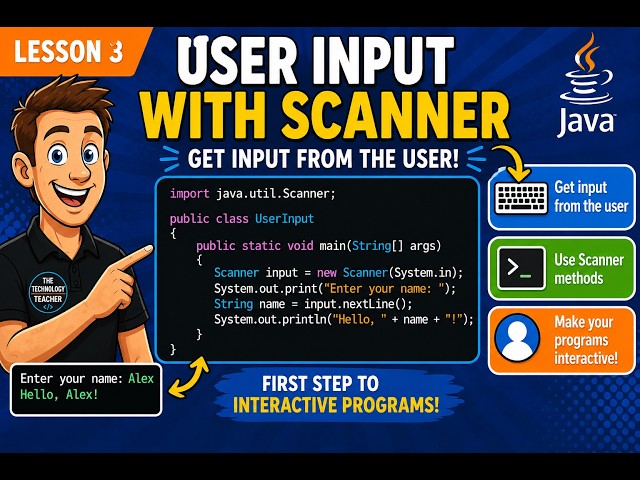 AP Computer Science A Lesson 3 | User Input with Scanner | Learn Java Input