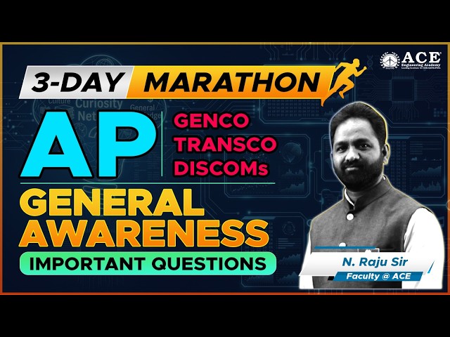 AP-GENCO | TRANSCO | DISCOMs 3-Day Marathon | General Awareness Important Questions | ACE Academy