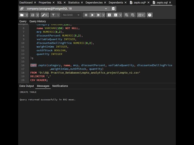📊 Importing CSV Data into SQL Using PostgreSQL (Step-by-Step)