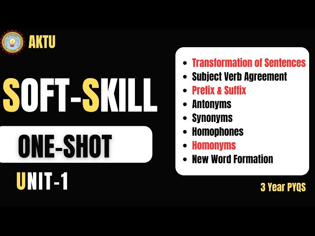 SOFT SKILLS | UNIT-1 | ONE SHOT | Aktu Exams | BAS-105/205 | PYQ SOLUTIONS | AKTU SS