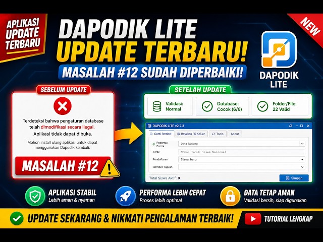 DAPODIK LITE UPDATE TERBARU v2.7.3 | ERROR DATABASE & VALIDASI DIPERBAIKI | GANTI ROMBEL