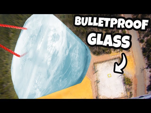 GIANT ICE BLOCK Vs. BULLETPROOF GLASS from 45m Tower!