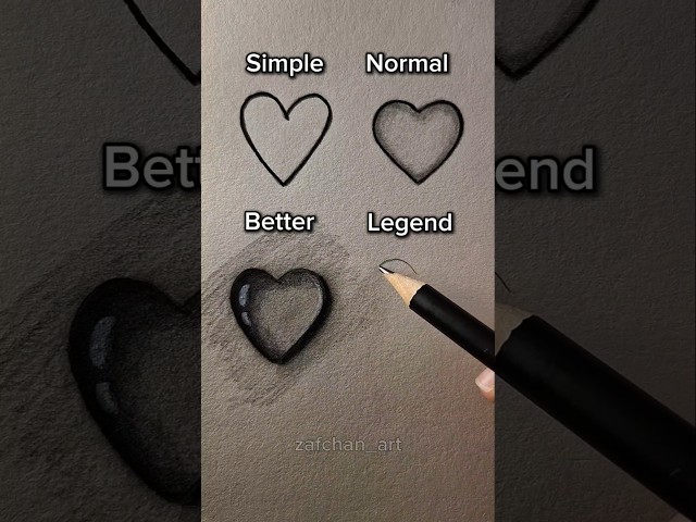 4 ways to draw Heart 🩶✨️ #drawing #tutorial #howtodraw #heart #art #shorts