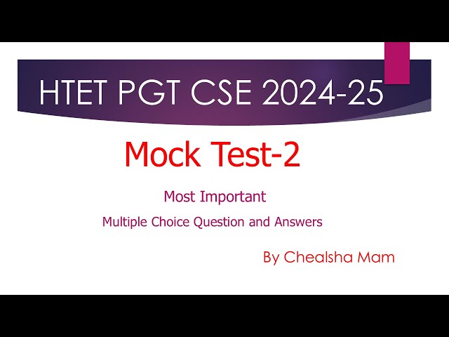 HTET PGT CSE Mock Test-2 |HTET PGT Computer Science Question answer| HTET Computer MCQ|Chealsha Mam