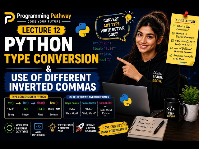 Python Course 2026 🚀 | Lecture 12: Type Conversion #python #codingforbeginners #codingtutorial