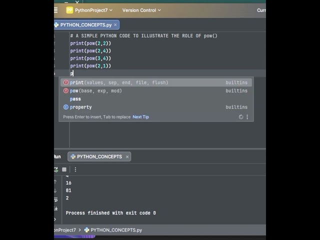THE ROLE OF pow() FUNCTION IN PYTHON PROGRAMMING EXPLAINED IN 3 MINUTES.#programmers #python#coding 