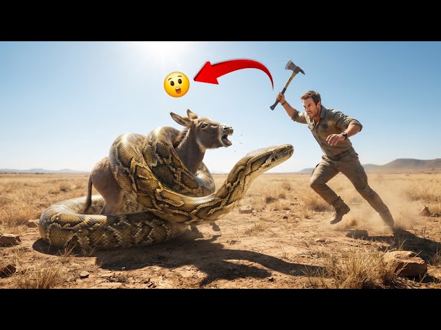 Heroic Team Risks Everything to Save Donkey from Monster Python 🐍❤️