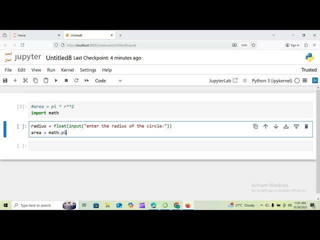 Area of Circle in Python Explained in 60 Seconds | Python Shorts 🚀