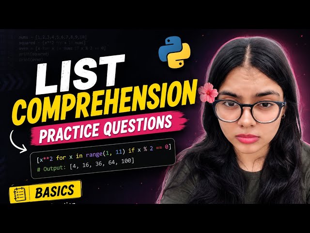 Python List Comprehension Practice Questions 🔥 | Beginner to Basic Level 🐍